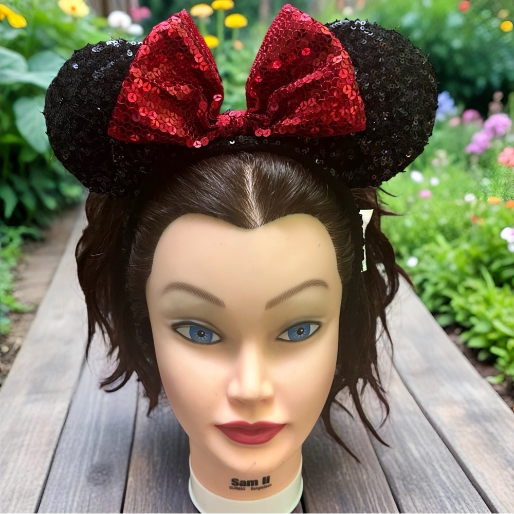 Disney Sequin Red and Black Mouse Ears Headband - Picture 4 of 13